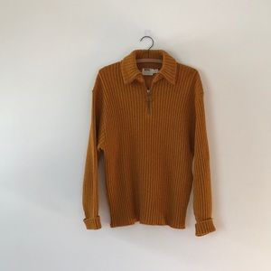 Vintage Montgomery Ward Shetland Wool Knit Zip Collared Sweater